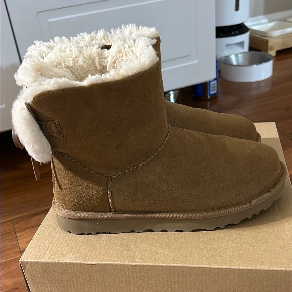 UGG Brown and Cream Shearling Boots